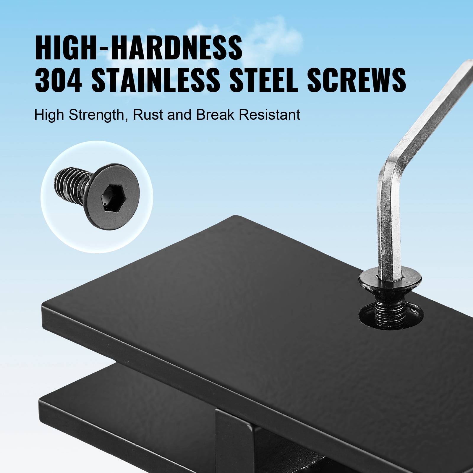 VEVOR Glass Clamp, 4 PCS Rectangle Glass Railing Bracket for 0.31 "-0.47 " Tempered Glass, 304 Stainless Steel Glass Mounting Clamp, 0.2” Thick Glass Shelf Bracket for Balcony, Garden, Pool, Stair