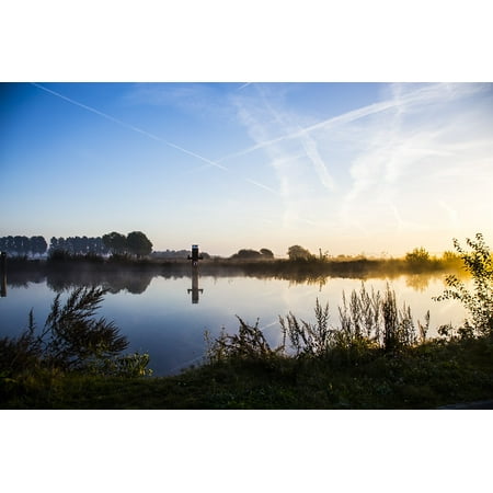 Blue Water Netherlands - LAMINATED POSTER Channel Water Blue Sky Landscape Netherlands River Poster Print 24 x 36
