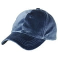 thumbnail image 4 of C.C Ponycap Messy High Bun Ponytail Soft Velvet Adjustable Baseball Cap Hat, Denim, 4 of 4