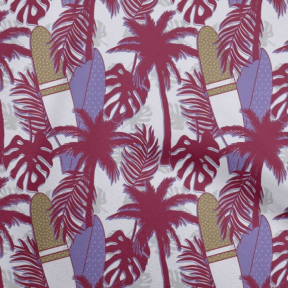 oneOone Polyester Spandex Maroon Fabric Tropical Sewing Material Print Fabric By The Yard 56 Inch Wide
