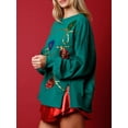 thumbnail image 4 of Women's Sequins Loose Sweatshirt Christmas Light String Drop Shoulders Long Sleeve Casual Pullover Tops Holiday Shirt, 4 of 6