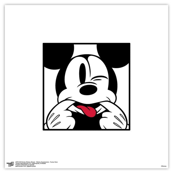 Gallery Pops Disney Mickey Mouse - Mickey Expressions - Funny Face Wall Art, Unframed Version, 12" x 12"