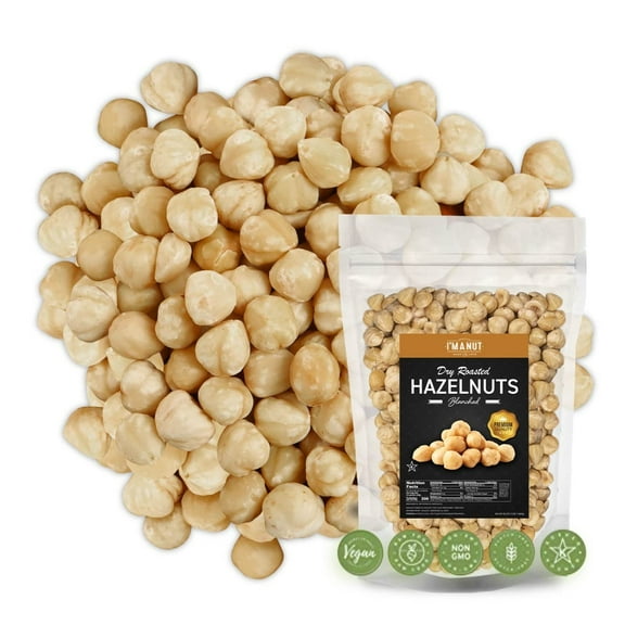 Toasted Hazelnuts, 16oz (1 lb) Blanched, Non-GMO, Batch-Tested Gluten & Peanut-Free, Vegan, Keto-Friendly, No Preservatives Kosher Small Batch Roasted Premium Natural I'M A NUT