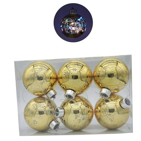 

CHOMOEN 6Pcs Christmas Shatterproof Ball with LED Lights Battery Luminous Xmas Pendant