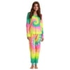 #followme Tie Dye 2 Piece Jogger Thermal Pajama Set for Women 6862-10575-XXL (Tie Dye Neon Swirl, Large)