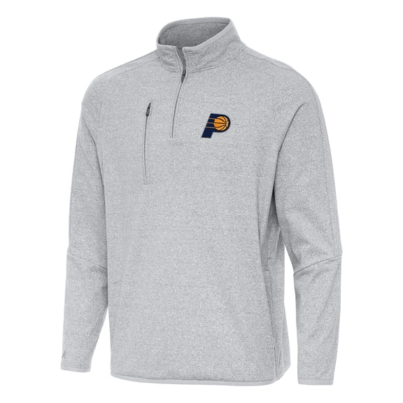Men's Antigua Heather Gray Indiana Pacers Certain Quarter-Zip Tri-Blend Sweatshirt