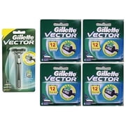 Vector Plus Razor Handle + Vector Plus Refill RazorBlades 4 ct. (Pack of 4) + Schick Slim Twin ST for Sensitive Skin