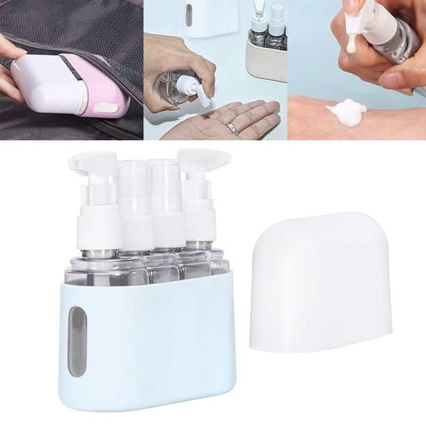 Paquete de 4 botellas pulverizadoras de viaje, pulverizador de loción, contenedor de artículos de tocador portátil de 50ml, jabón de espuma de champú Azul