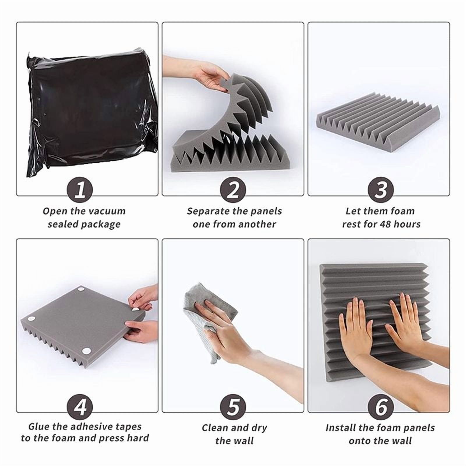 Acoustic Foam Panels 12 Pcs, Soundproof Wall Panels 30x30x5cm, High Density Sound Absorbing Panel for Walls White