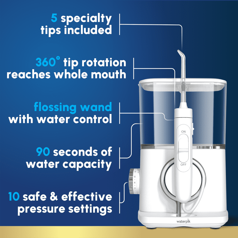 Waterpik Evolution Water Flosser, 10 Settings, 5 Tips, White photo 2