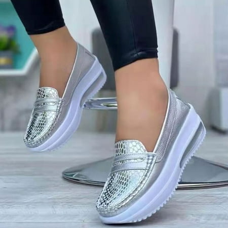 

Bxzhiri Summer Fashion Women s Wedges Round Toe Loafers Casual Shoes