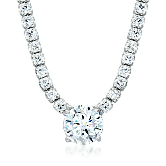 Ross-Simons 4.20 ct. t.w. CZ Solitaire-Style Tennis Necklace in Sterling Silver, Women's, Adult