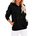 thumbnail image 2 of Women Full Zip Hooded Jacket Sevevn Drawstring Dual Side Pockets Long Sleeve Loose Casual Sweatshirt Outerwear For Spring Fall Daily Wear, 2 of 9
