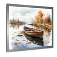 thumbnail image 2 of Designart "Canoe by the Lake in Autumn Tranquility I" Transportation Framed Wall Art Decor - Modern Orange Boat Fishing Entryway Framed Wall Art, 2 of 6