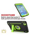 thumbnail image 5 of Dteck iPad Mini Case (no built-in screen protector), iPad Mini 2 Case, iPad Mini 3 Case, iPad mini Retina Case, Three Layer Heavy Duty Shockproof Protective Case with Kickstand, Black/Green, 5 of 6