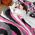 thumbnail image 4 of Castle Fairy Geometric Stripes 7Pcs Bedding Comforter Set for Teens Women Men,Abstract Art Queen Bedding Sets Super Cozy,Minimalist Lines Queen Sheet Sets,Lightweight Room Decor, 4 of 8