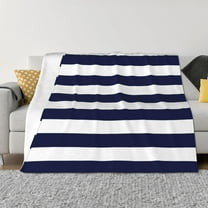 Throw Blanket for Couch - Navy Blue And White Stripes Soft Comfy Lightweight Cozy Warm Throw Blanket, Fuzzy Plush Flannel Blanket & Throws for Sofa and Bed All Season
