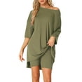 thumbnail image 1 of Conjunto de lounge de gran tamaño para mujeres INSPIRE CHIC, sudaderas de entrenamiento, camiseta con pantalones cortos de ciclista, conjuntos M verde, 1 of 6