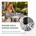 thumbnail image 4 of Round Outdoor Tablecloth with Umbrella Hole and Zipper, Grey Palm Leaves Tablecloth with Elastic Waterproof, Summer Botanical Tropical Leaf Patio Table Covers for 55" - 60" Picnic Pool Tables, 4 of 9