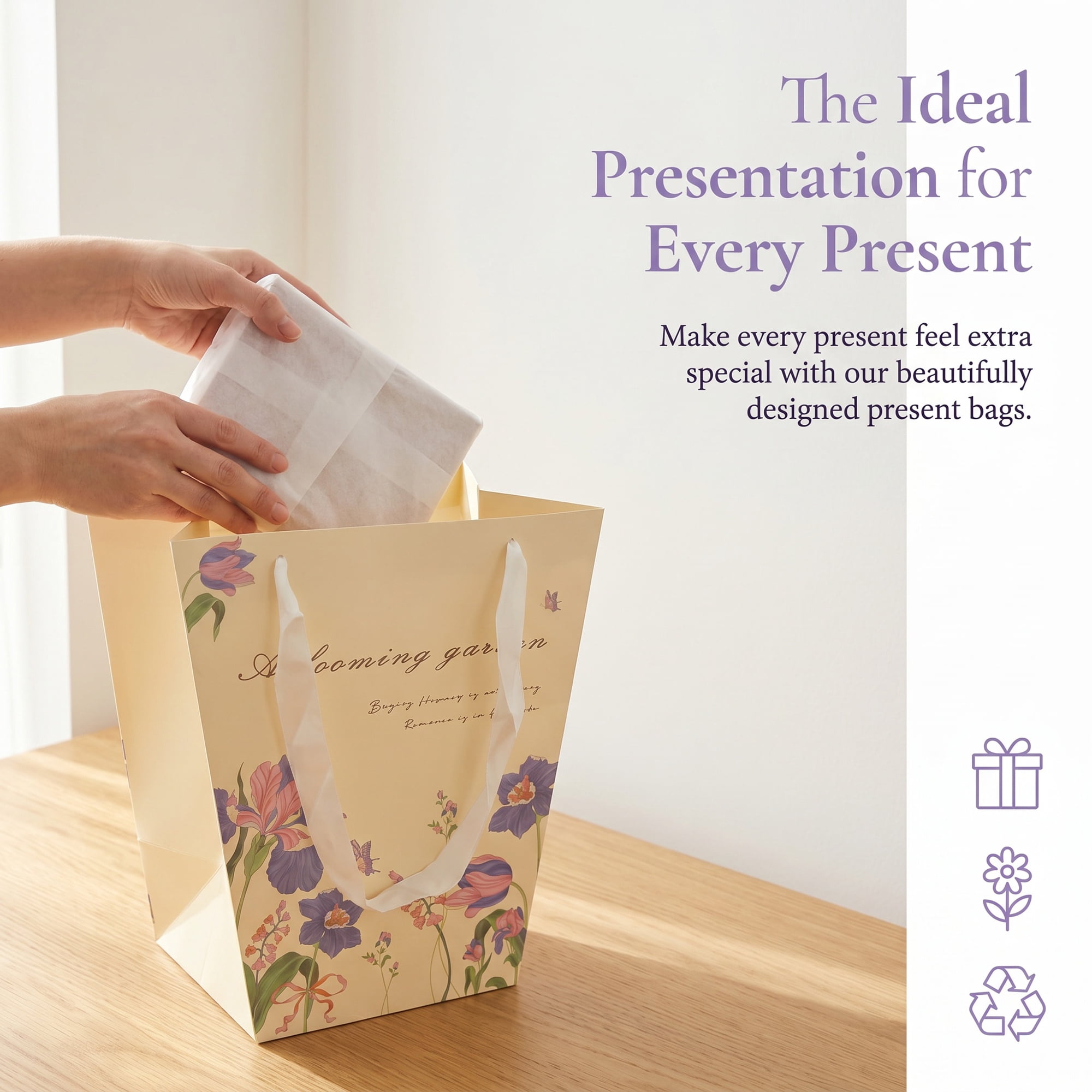 Unique Bargains Thick Totes for Gifts with Comfortable Handles Purple 11.8" x 9.8" x 13.8"