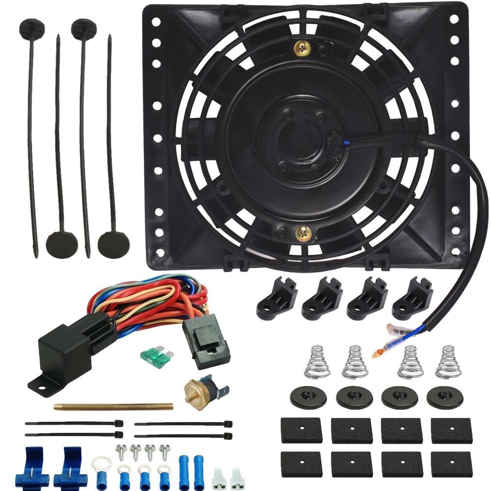 6" Inch Electric Small Engine Cooling Fan 12 Volt PushIn Fin Probe Thermostat Switch Wiring Kit