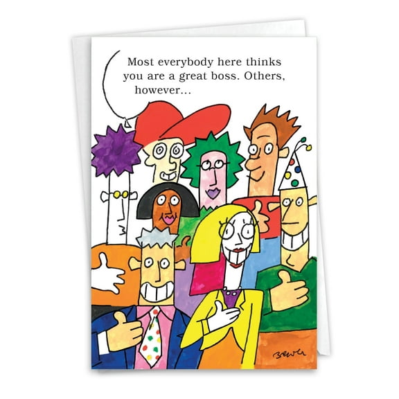 NobleWorks Funny Boss's Day Greeting Card with 5 x 7 Inch Envelope (1 Card) Co-Worker Greatest Boss C10180BOG