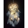 thumbnail image 3 of (blanco, con luces) Lámpara de pared LED con forma de corazón atrapasueños estilo bohemio hecha a mano, decoración romántica, 3 of 5