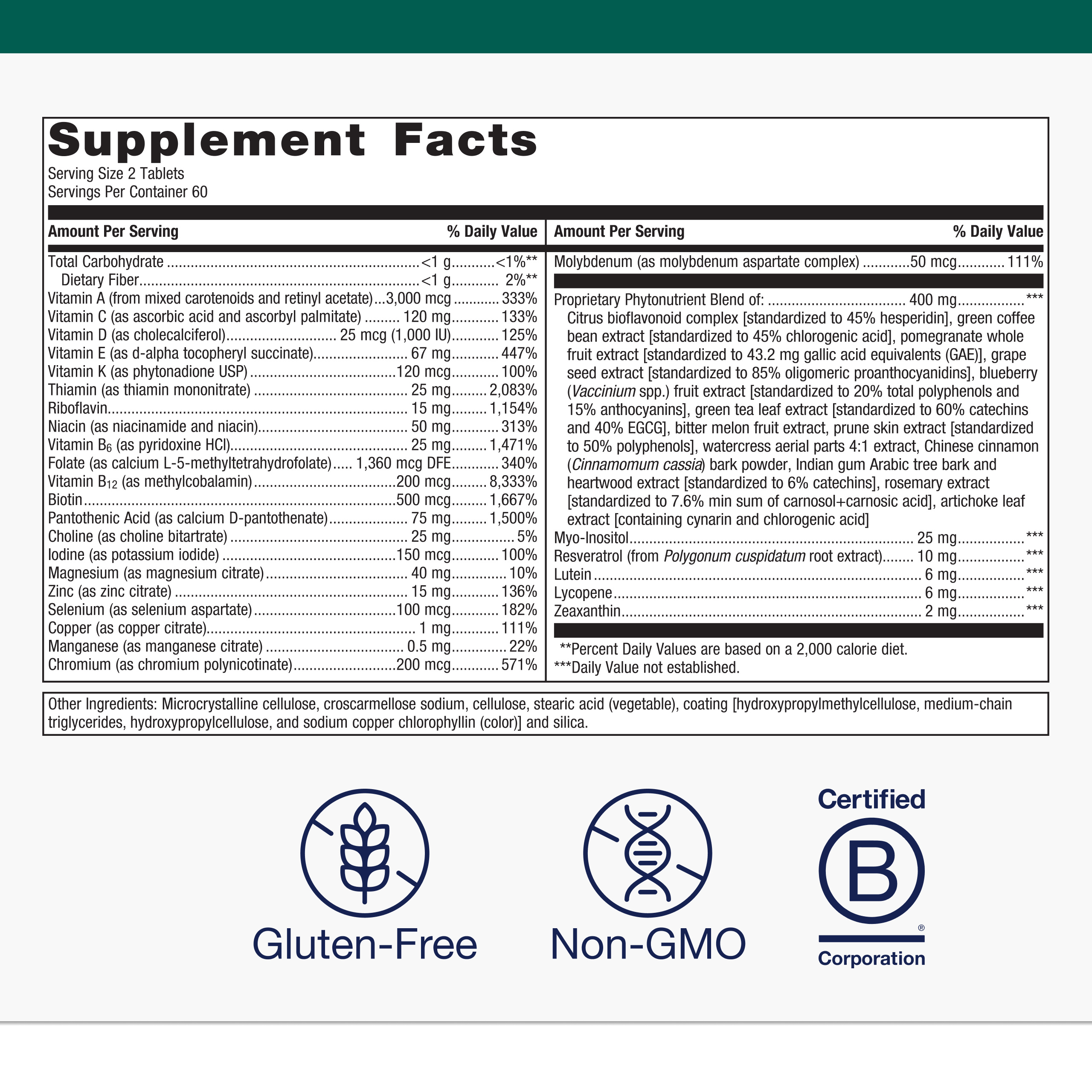 Metagenics PhytoMulti Multivitamin Without Iron-Daily Multi for Men & Women with 20+ Vitamins, Minerals & Phytonutrients for Antioxidant & Immune Support-Non-GMO, Gluten-Free - 120 Tablets