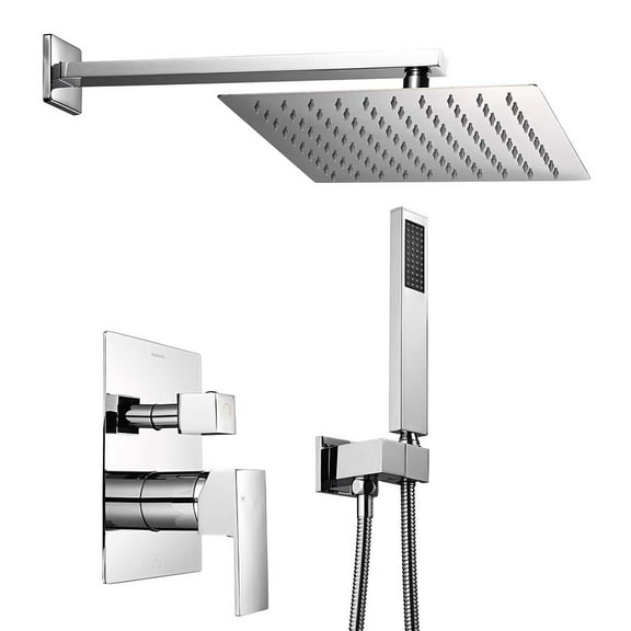 Aquaterior Shower Faucet Set Wall Mount Concealed Mixer Valve Rain Shower Chrome
