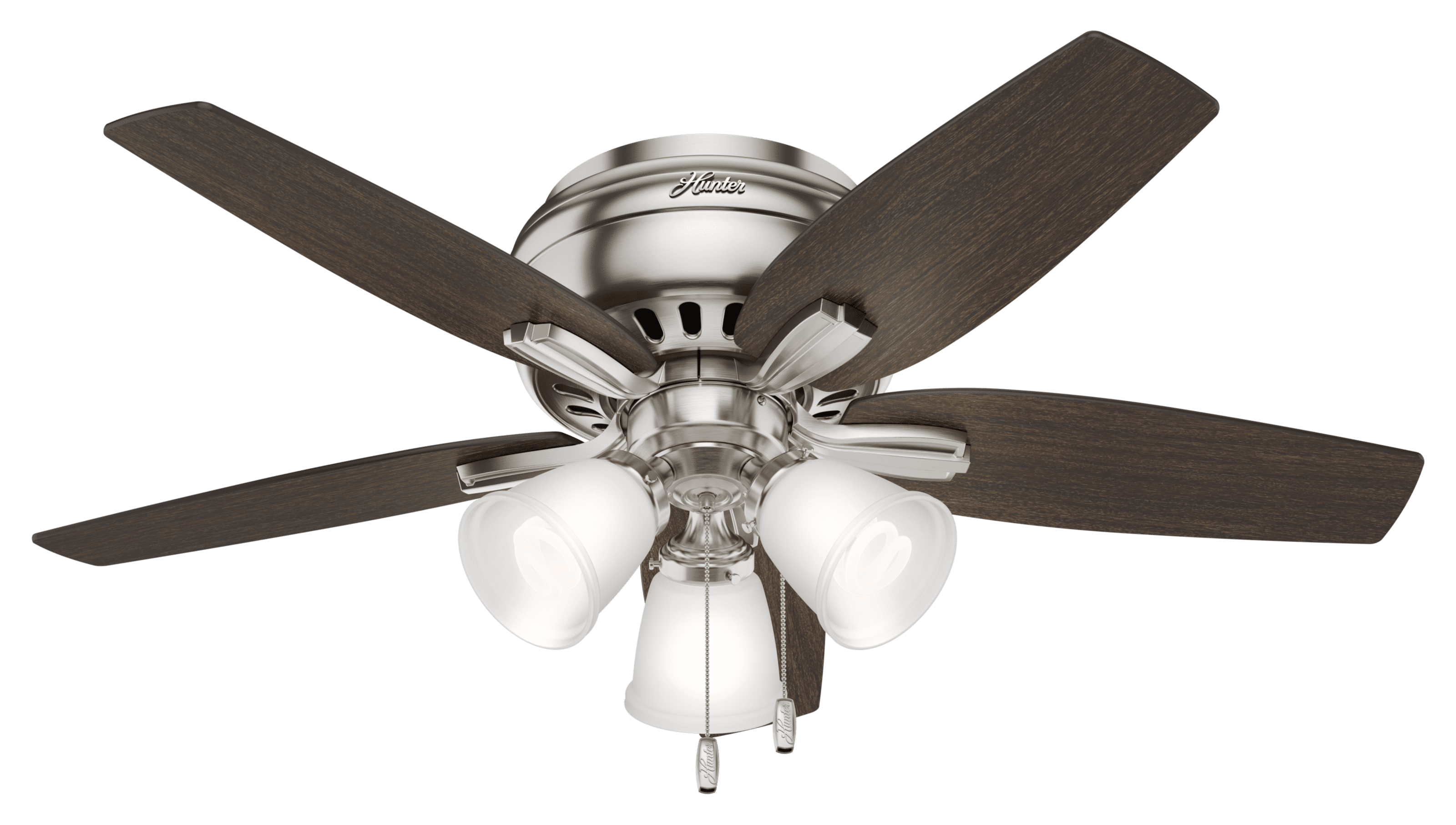 Hunter 42" Newsome Brushed Nickel Ceiling Fan with Light Kit and Pull