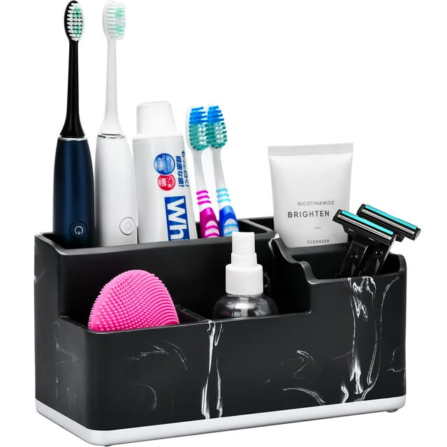 Soporte para cepillos de dientes y organizador de baño VITVITI, color plateado