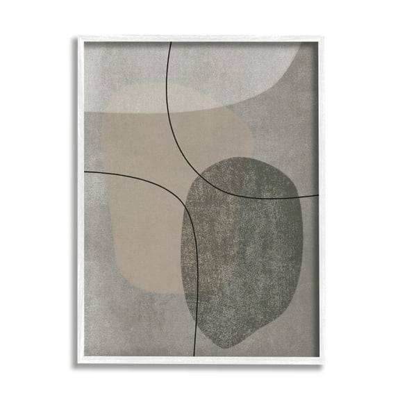 Stupell Industries Grey Pebble Like Shapes with Abstract Pattern Rustic Painting White Framed Art Print Wall Art, 24 x 30, Design by JJ Design House LLC