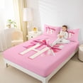 thumbnail image 3 of Erosebridal Letter H Monogrammed Queen Sheet Sets,Pink Girly Bowknot Princess Bed Set For Bows Lover 4 Pieces, 3 of 6