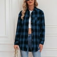 thumbnail image 5 of Fall Plaid Shirt Flannel Jackets for Womens Casual Fashion Printed Button up Casual Comfy Long Sleeve Tops, 5 of 5