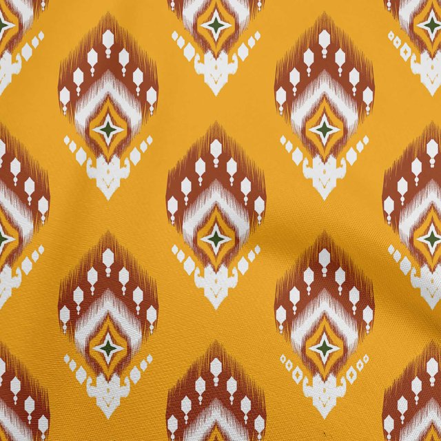 oneOone Cotton Silk Yellow Fabric Asian Ikat Sewing Craft Projects Fabric Prints By Yard 42 Inch Wide