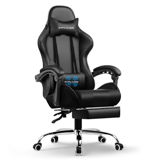 GTPLAYER Gaming Chair, Computer Chair with Footrest and Lumbar Support, Height Adjustable Gaming Chair with 360°-Swivel Seat and Headrest for Office or Gaming (Yellow)