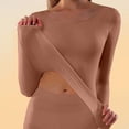 thumbnail image 2 of ABSUYY Womens Thermal Long Sleeve Top, Round Neck Seamless Warm Base Layer, Stretchy Slim Fit Underwear Shirt, Coffee,Size XL, 2 of 9