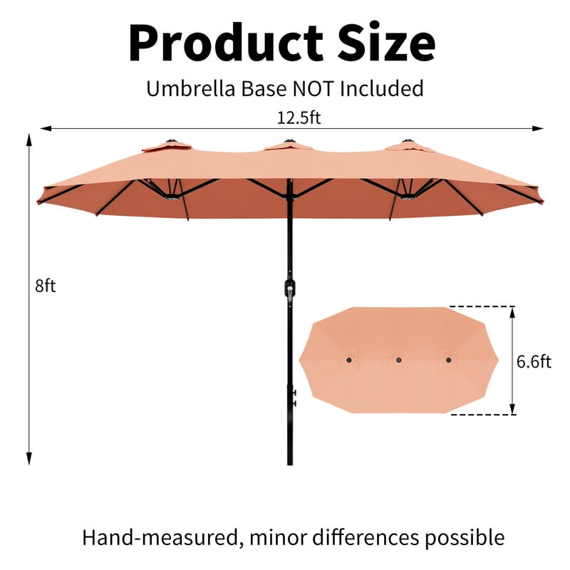 Meetleisure 12.5FT Outdoor Patio Double-Sided Umbrella with Crank Handle, Large Shade for Garden Poolside Backyard,Pink
