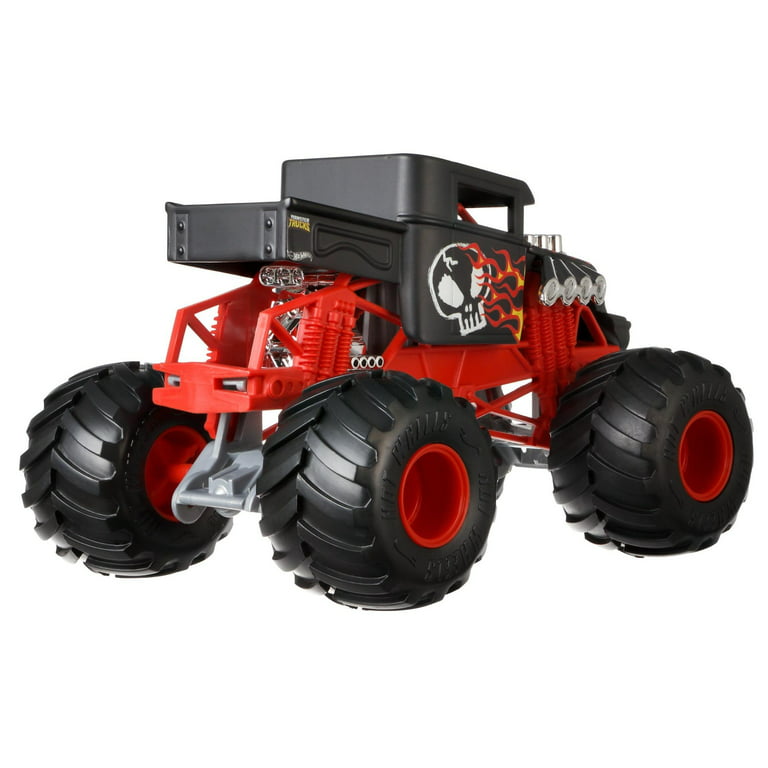  Hot Wheels RC Monster Trucks Bone Shaker in 1:15 Scale,  Remote-Control Toy Truck with Terrain Action Tires : Toys & Games