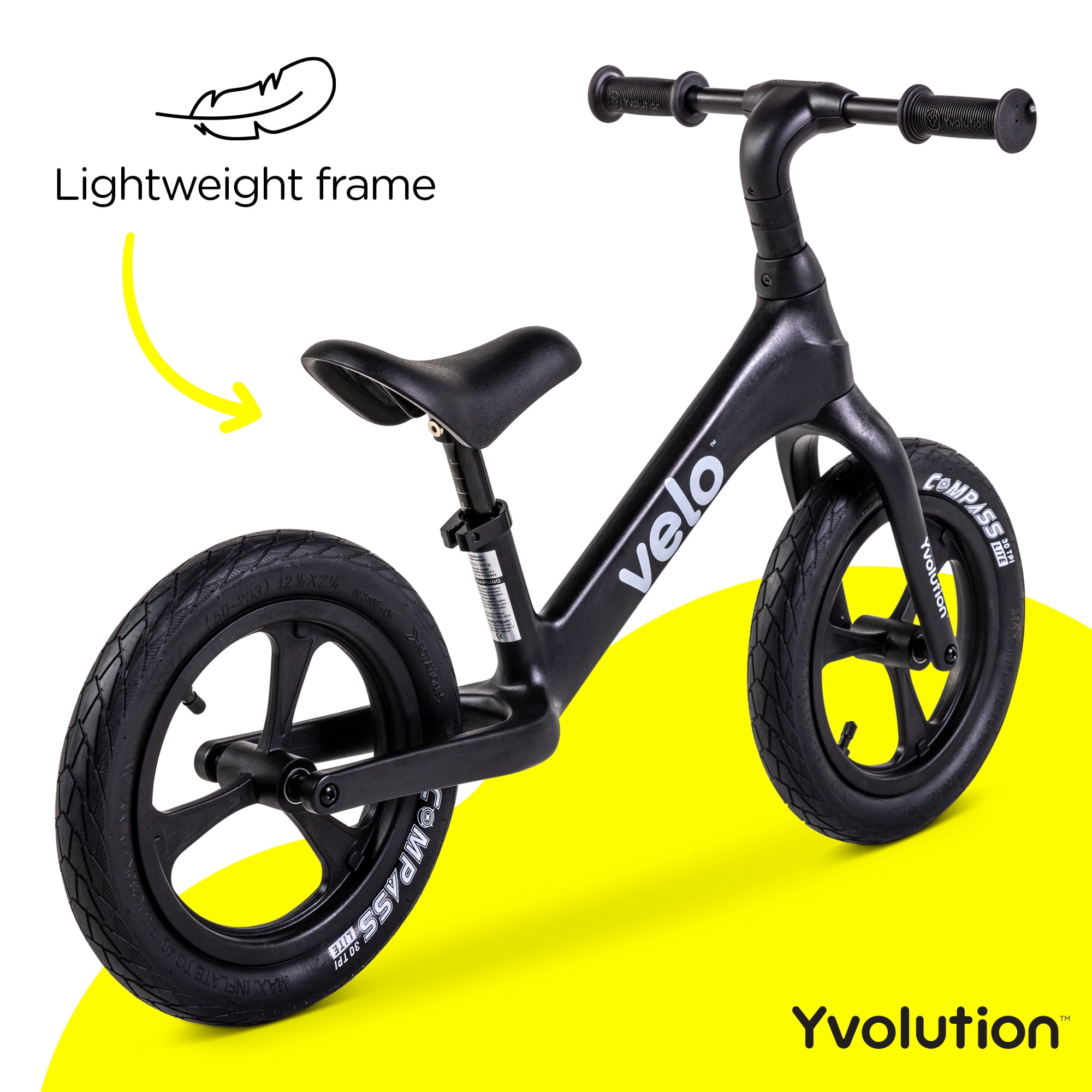 Yvolution Y Velo Pro Kids Balance Bike - Black, Unisex