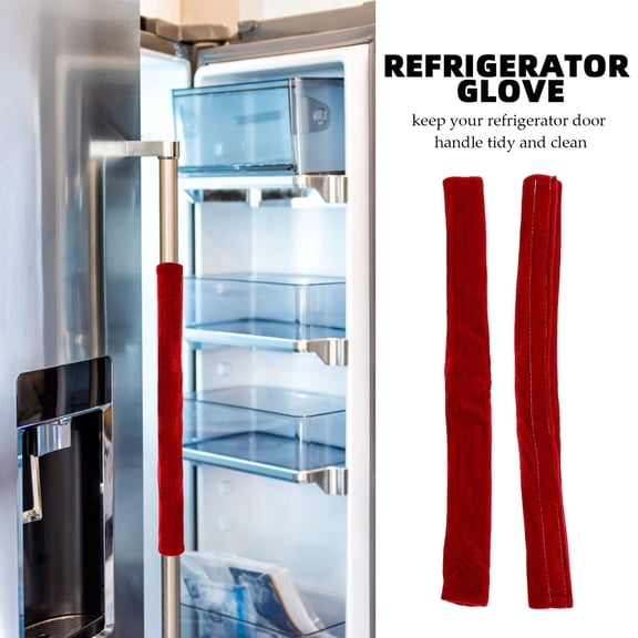 TABLZONE Red Velvet Anti- Appliance Handle Covers for Refrigerator and Microwave 2 Pieces