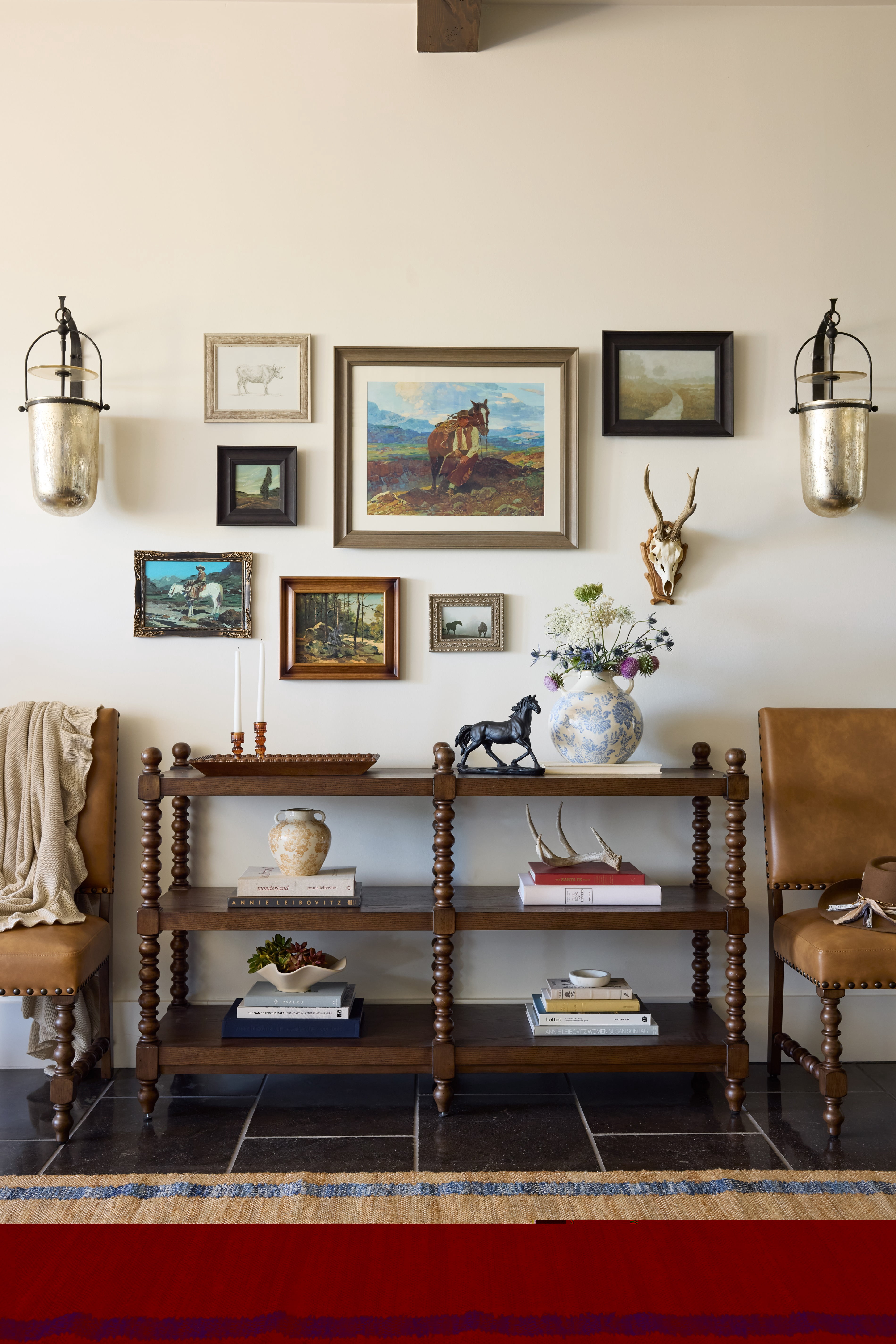 The Pioneer Woman Harper Spindle Wood Decorative Wall Mirror, Beaded Turned Wood Mirror, Rustic Brown 24x30