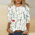 thumbnail image 2 of Womens Crew Neck 3/4 Sleeve Tops Basic Floral Print T-Shirts 2025 Summer Basic Tee Casual Tunic Top, 2 of 5