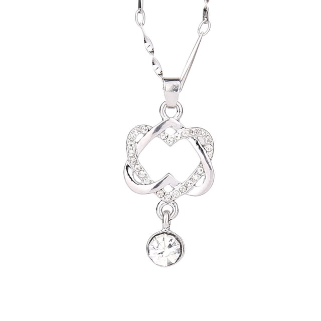 Collar para mujer, joyería para mujer, joyería para mujer, collar con colgante de doble corazón, cadena, joyería para mujer