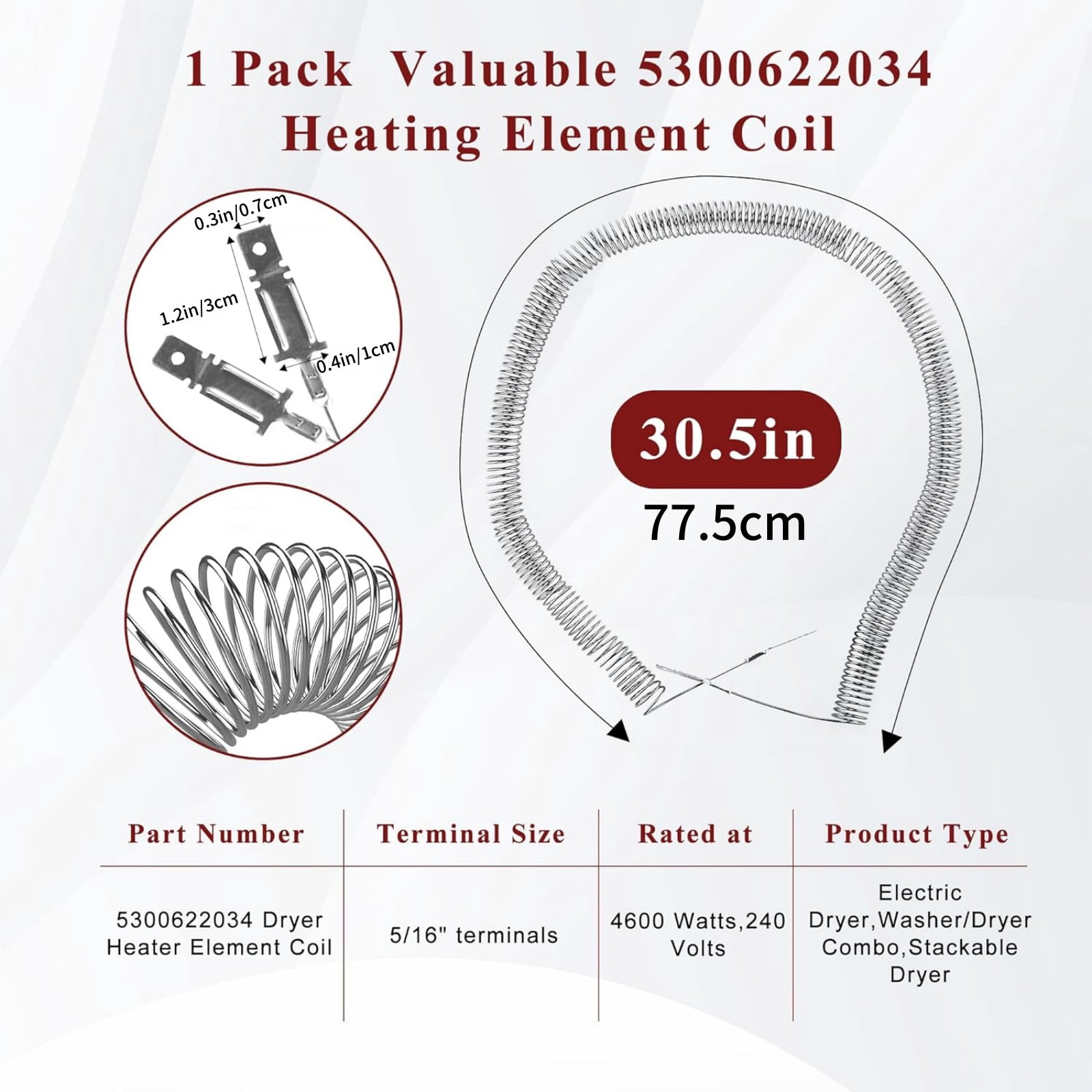 JIAHAOO Metal Dryer Heating Restring Coil AC220-240V Full Tested Direct Fit For GE Dryer Maintenance Parts