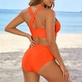 thumbnail image 3 of HAIJIE Women's Summer Swimsuit 2026 Cover Up Beach Floral Hollow Out Slit Floral Print Tankini Sets for Women Wife 2026 Summer Vacation Outfits Without Bikini Set (Orange,S), 3 of 5