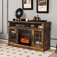 thumbnail image 2 of Giantex 48" Wooden TV Stand w/Fireplace, Electric Fireplace TV Cabinet, Farmhouse Media Entertainment Center Console Table, Brown, 2 of 10