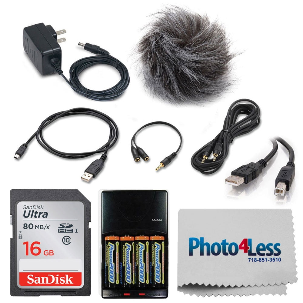 Zoom Accessory Pack for H4n Pro + SanDisk 16GB Ultra UHSI SDHC 80 MB/s