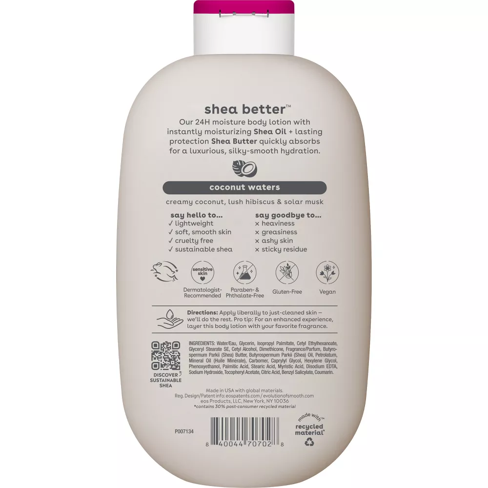 Eos Shea Better Body Lotion Fresh and Cozy for Dry Skin, 16 Oz..