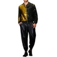 thumbnail image 2 of Chaqueta bomber de lentejuelas brillantes para hombre, chaqueta metálica de fiesta y disco con cierre, talla 2XL, negra, 2 of 5